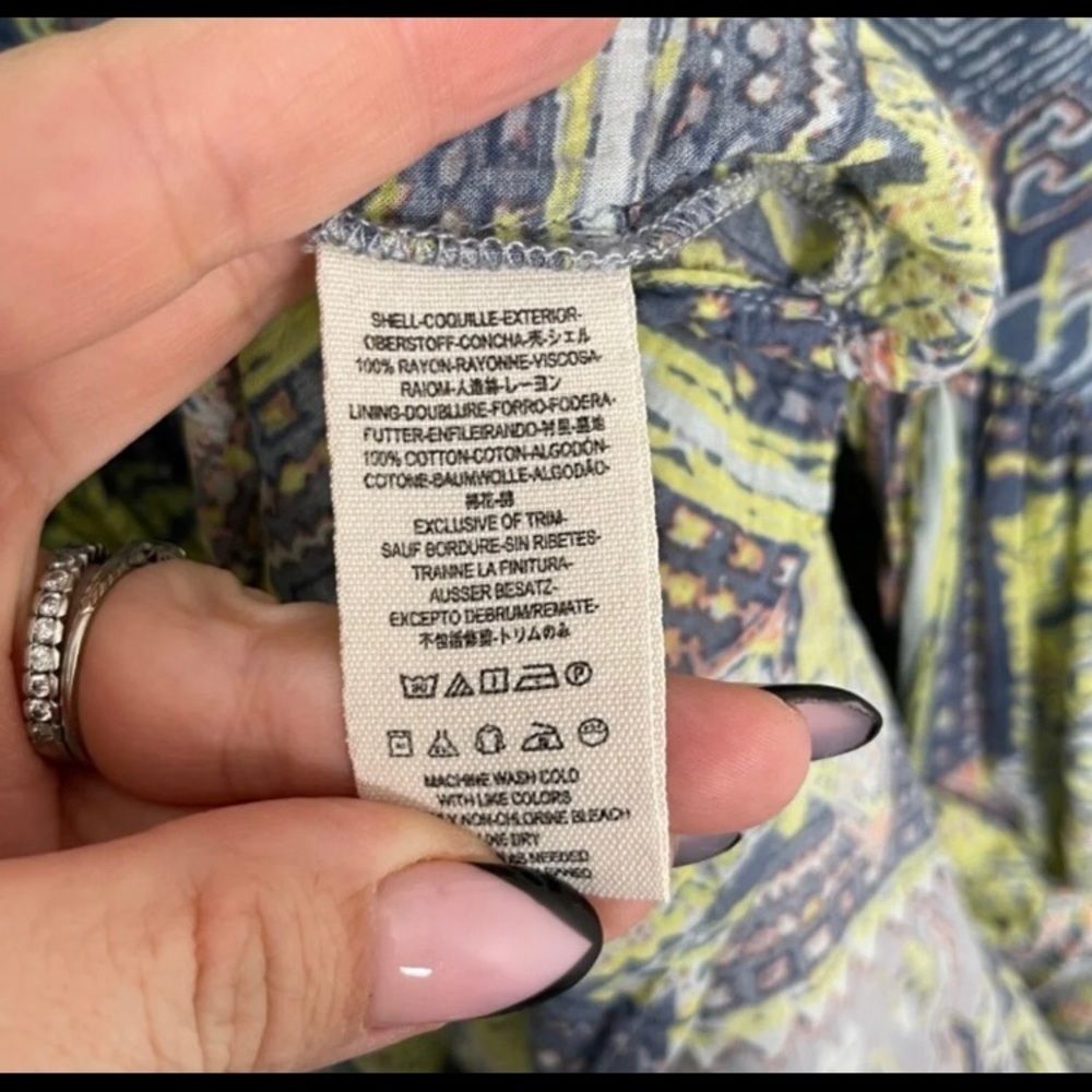 𝅺FREE people 2 layer printed mini dress tunic sz small - Picture 6 of 7